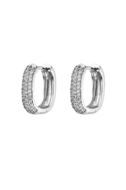 Sparkling Rectangle Hoops Silver