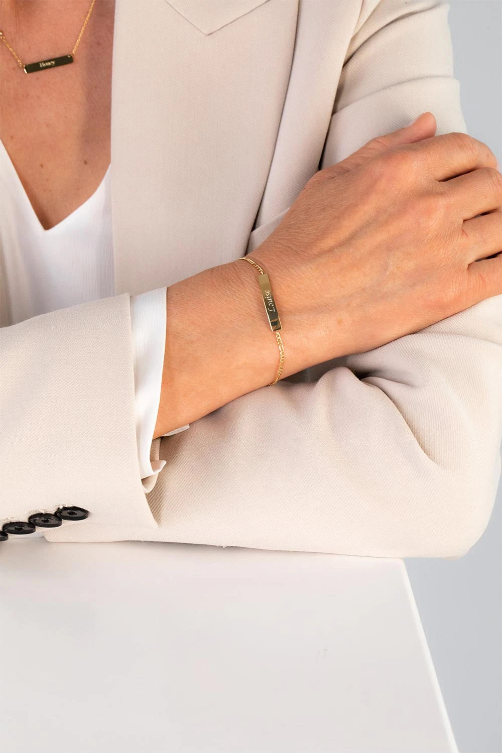 Engraving Rectangle Bracelet 14K Gold Plated – Bild 3