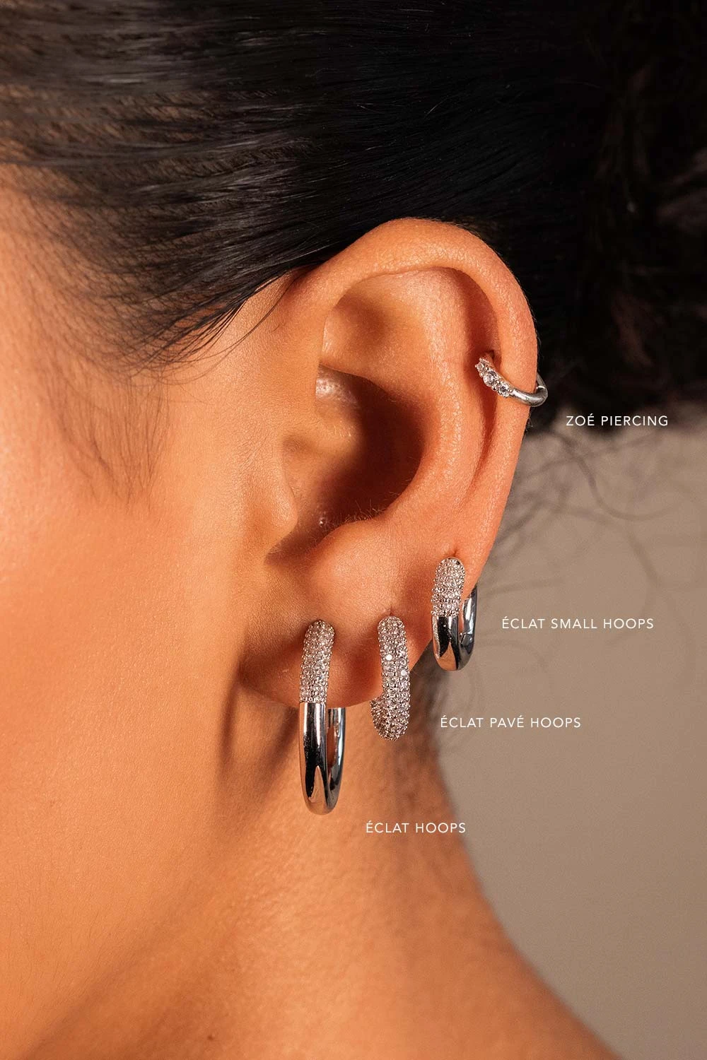 Éclat Pavé Hoops Silver – Bild 2