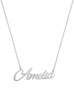 Name Necklace Script Silver