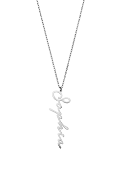 Name Necklace Vertical Silver
