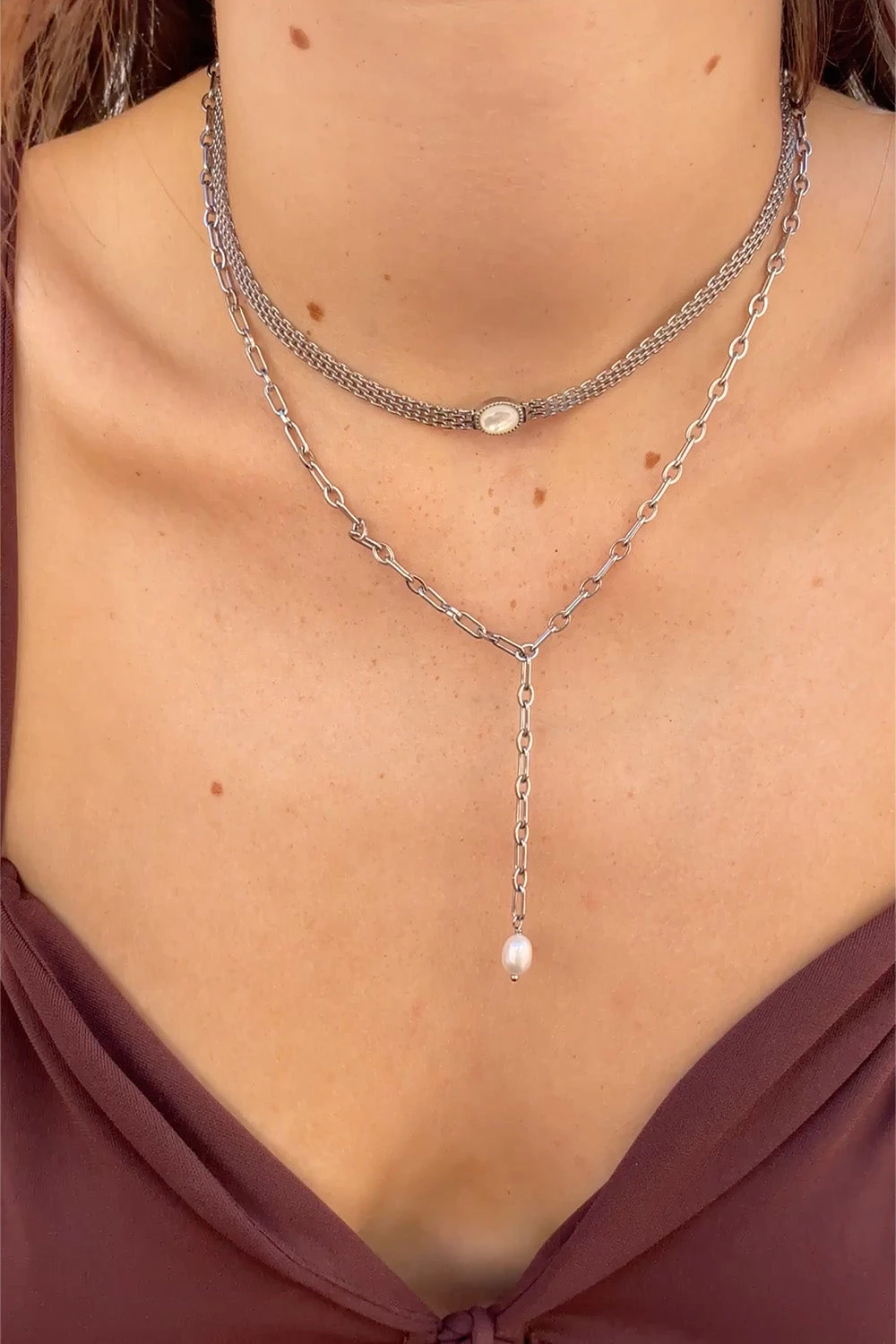 Amalfi Mesh Necklace Silver – Bild 4