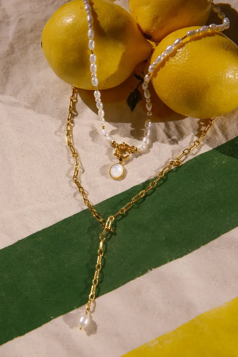 Amalfi Pearl Necklace Set Gold – Bild 4