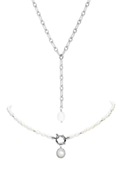 Amalfi Pearl Necklace Set Silver