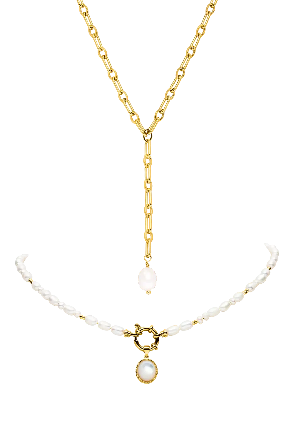 Amalfi Pearl Necklace Set Gold