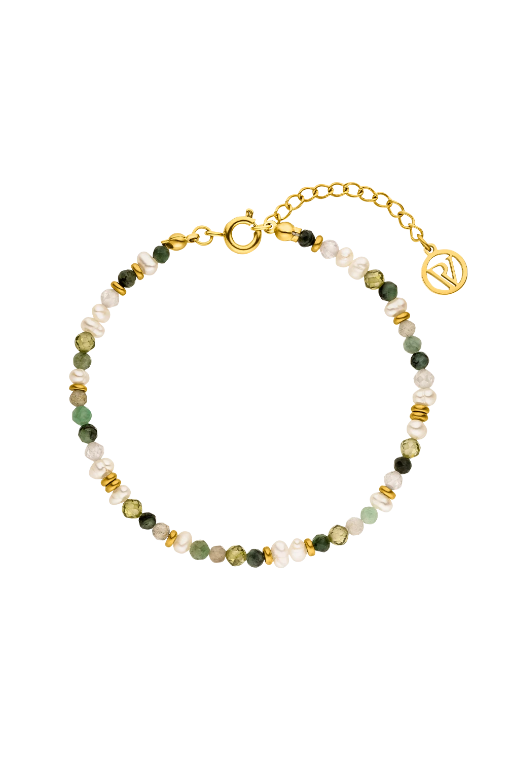 Amalfi Green Bead Bracelet 14K Gold Plated