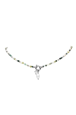 Amalfi Green Bead Necklace Silver