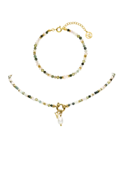 Amalfi Green Bead Set Gold