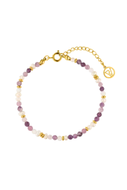 Amalfi Lilac Bead Bracelet 14K Gold Plated