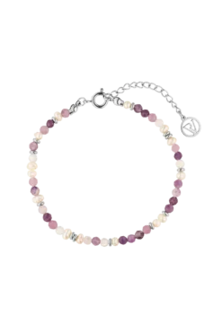 Amalfi Lilac Bead Bracelet Silver