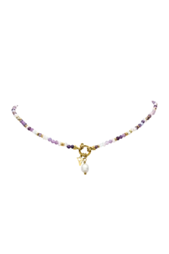 Amalfi Lilac Bead Necklace 14K Gold Plated