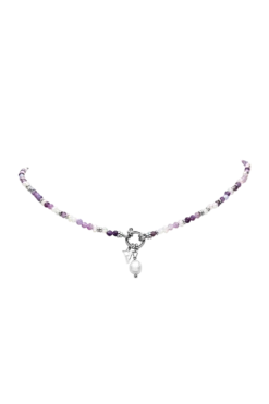 Amalfi Lilac Bead Necklace Silver