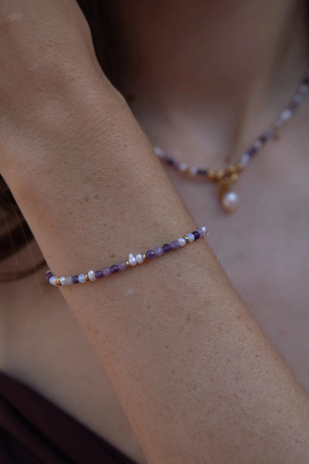 Amalfi Lilac Bead Bracelet 14K Gold Plated – Bild 2