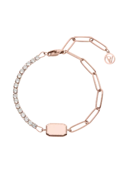 Sparkling Link Bracelet 14K Rose Gold Plated