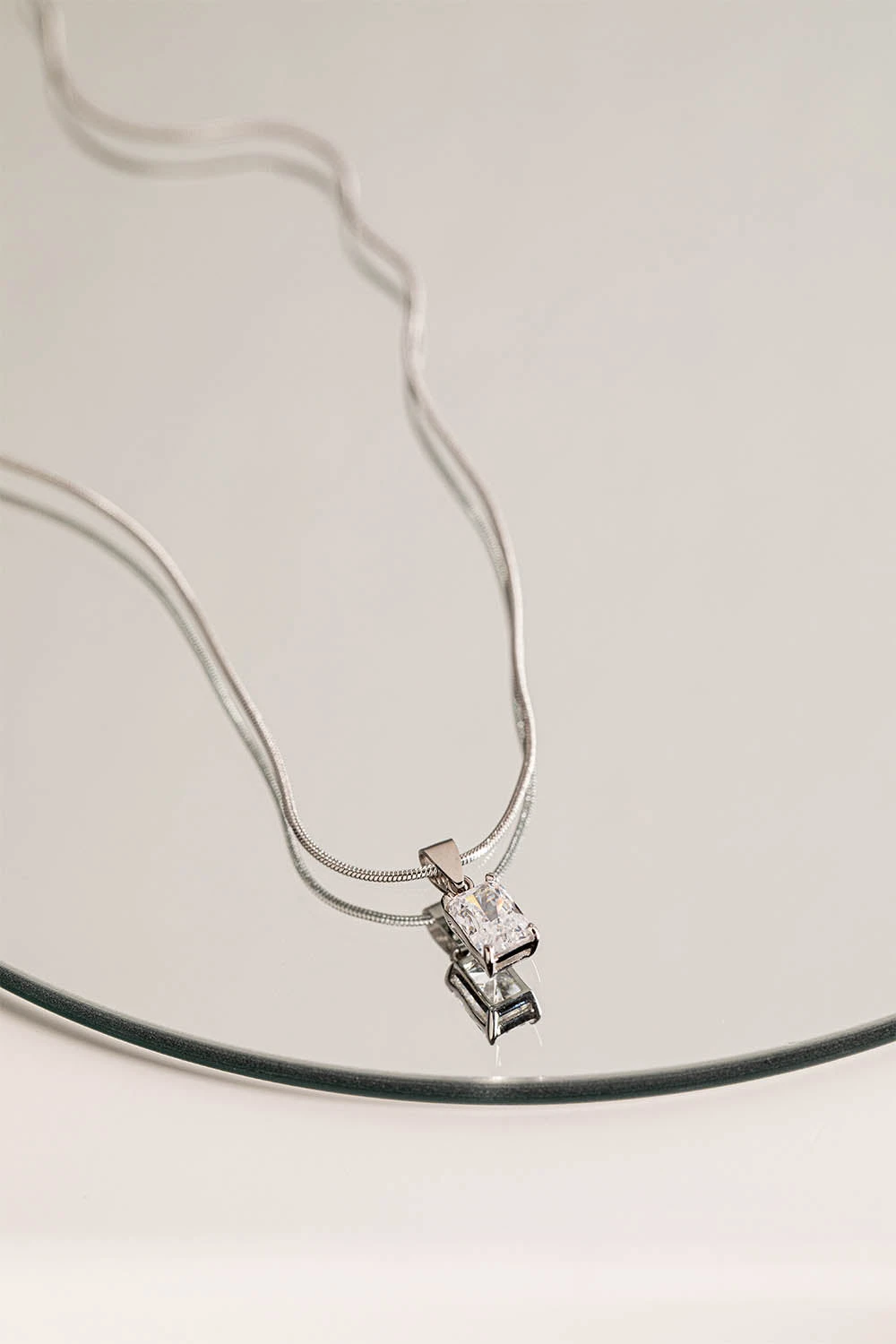 Baguette Stone Necklace Silver – Bild 3