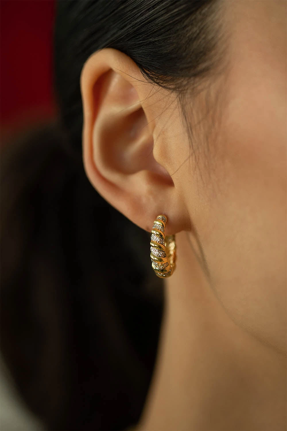 Sparkle Twisted Hoops 14K Gold Plated – Bild 2