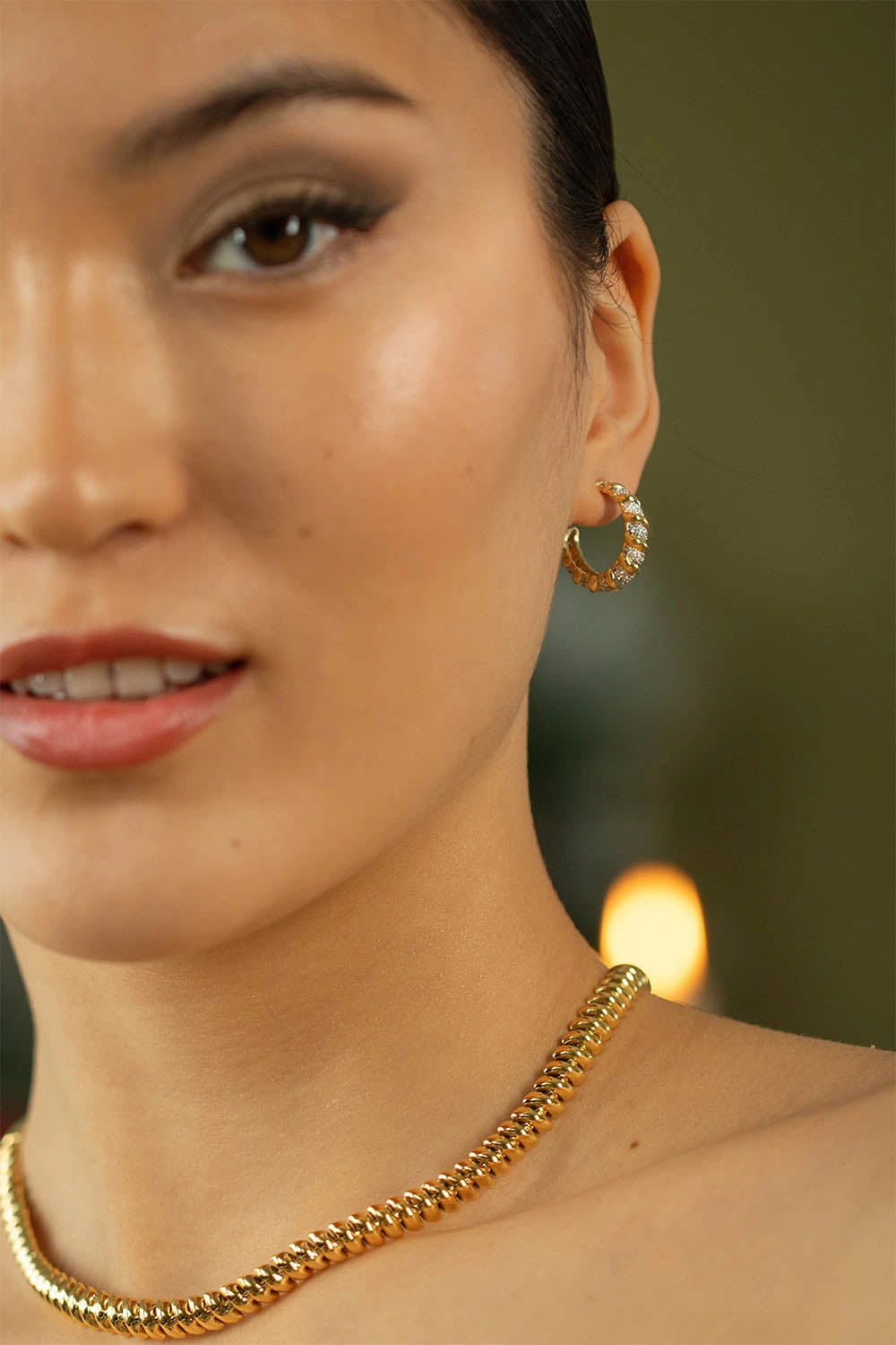 Sparkle Twisted Hoops 14K Gold Plated – Bild 3